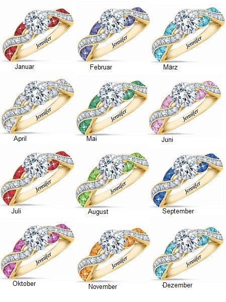 Birthstone Swirl Henkilökohtainen rengas