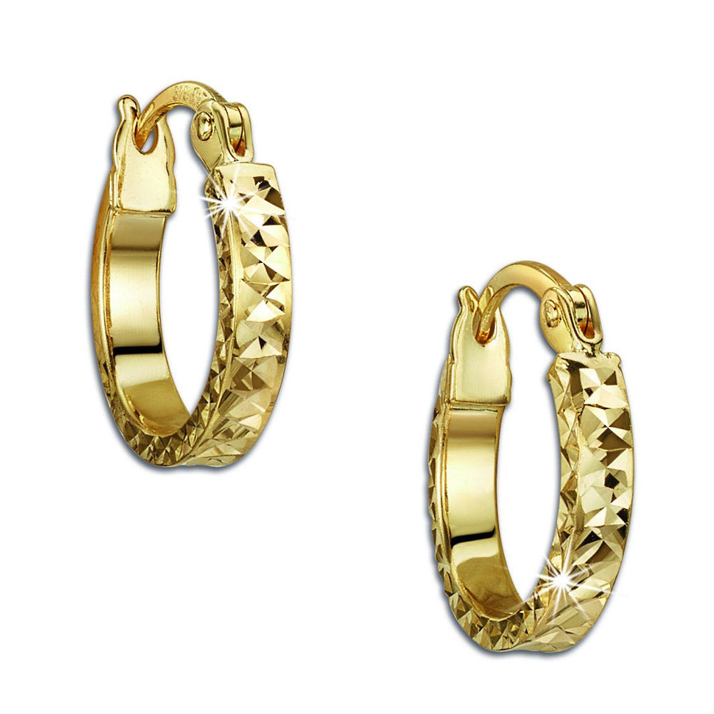 9ct Gold Diamond Cut Huggie Hoops